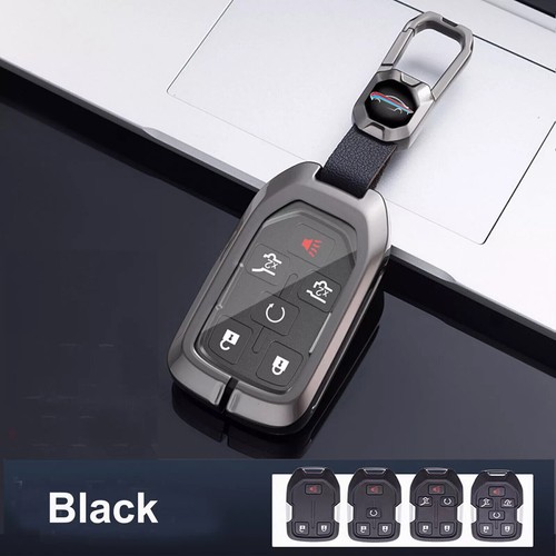 For GMC Sierra Terrain Yukon Tahoe Zinc Alloy Leather Remote Key Fob Case Cover - Picture 22 of 24