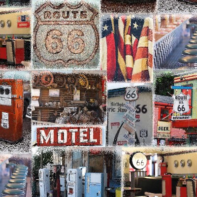 Vintage On The Road Again RT 66 from Hoffman Quilt Fabric BTHY 44'' Wide
