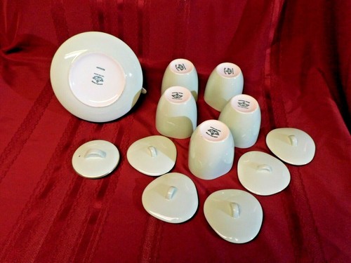 Juego de té/saqui MCM Kokura Ware Toyo Toki Kaisha olla verde menta 5 tazas con tapa Japón - Imagen 3 de 6
