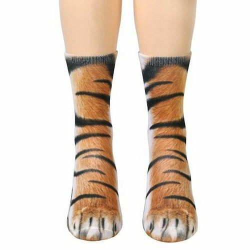 Funny Unisex Adult Kids Elastic Sock Animal Paw Feet Crew 3D Print Foot Socks UK - Picture 28 of 39