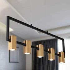 Zevni Integrated LED 5-Light Brass Linear Chandelier Modern Pendant Light 