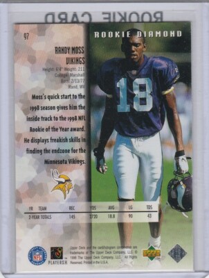 RANDY MOSS ROOKIE CARD 1998 Upper Deck Black Diamond