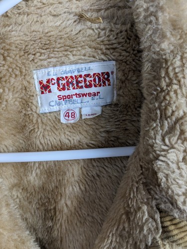 Vintage 70s McGregor Mens fleece Lined Corduroy Heavy Jacket Coat Size 48 Long - Bild 2 von 11