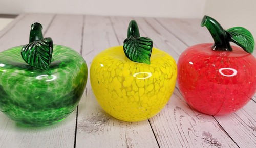 Pisapapeles Art Vidrio Decoración Manzanas Rojo Amarillo Verde Soplado a Mano Decoración de Cocina - Imagen 9 de 10