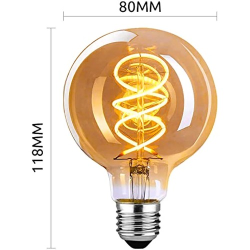 Vintage Glühbirne E27,LED Vintage 2W Retro LED Lampe Warmweiß 2200K φ95mm - Bild 8 von 10