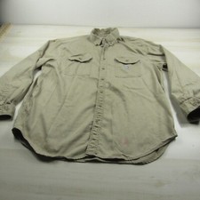 Carhartt Shirt Mens 2XL Brown FR Button Up Fire Resistant Workwear Outdoor