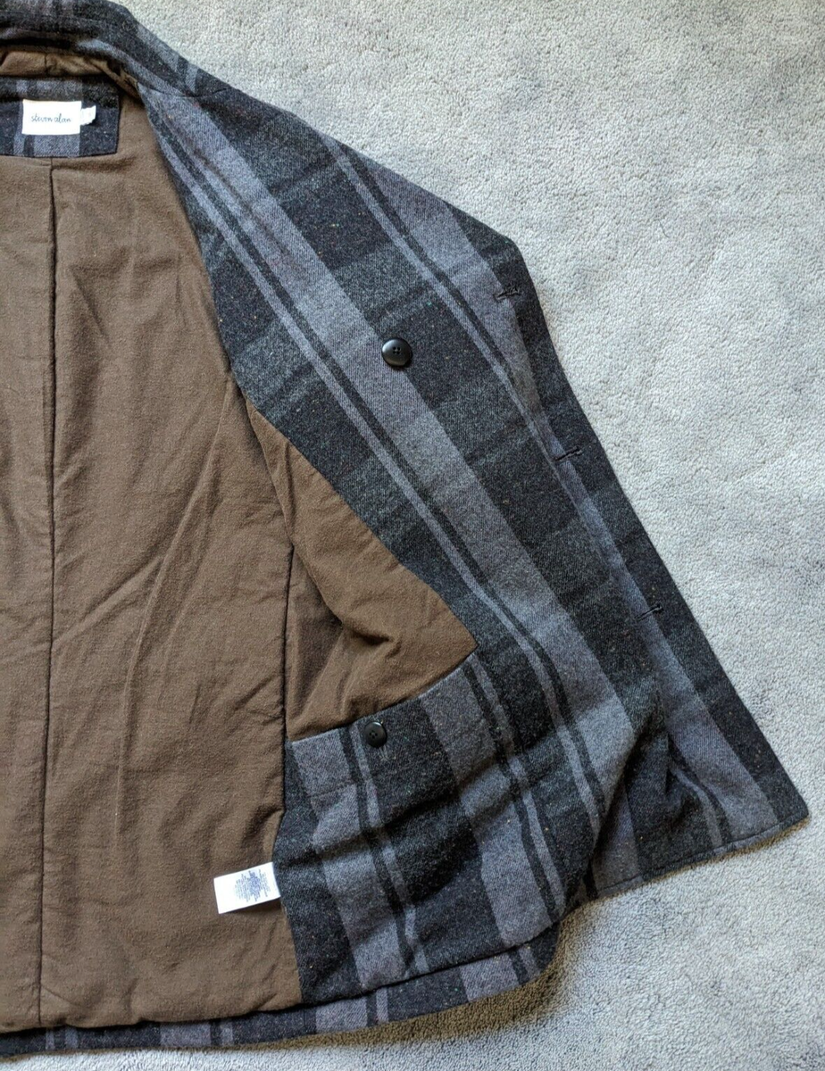 Steven Alan men plaid coat jacket double breasted small