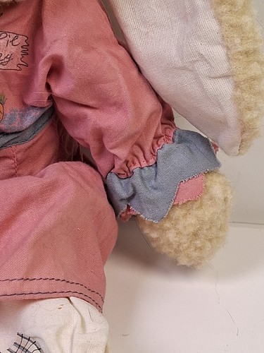 Vintage Plush Bunny Rabbit ABC Distributing Sherpa Bunny Pink Dress Big Ears 20’ - Picture 9 of 23