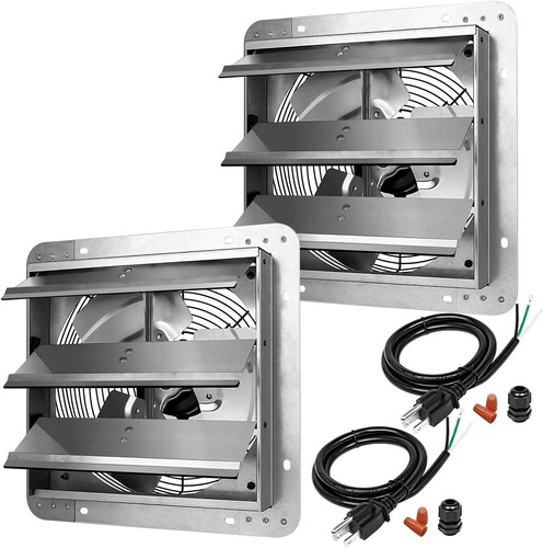 Shutter Exhaust Fan Shop 12''Wall Mounted Aluminum 1800CFM for Windows Attics, - Picture 11 of 36