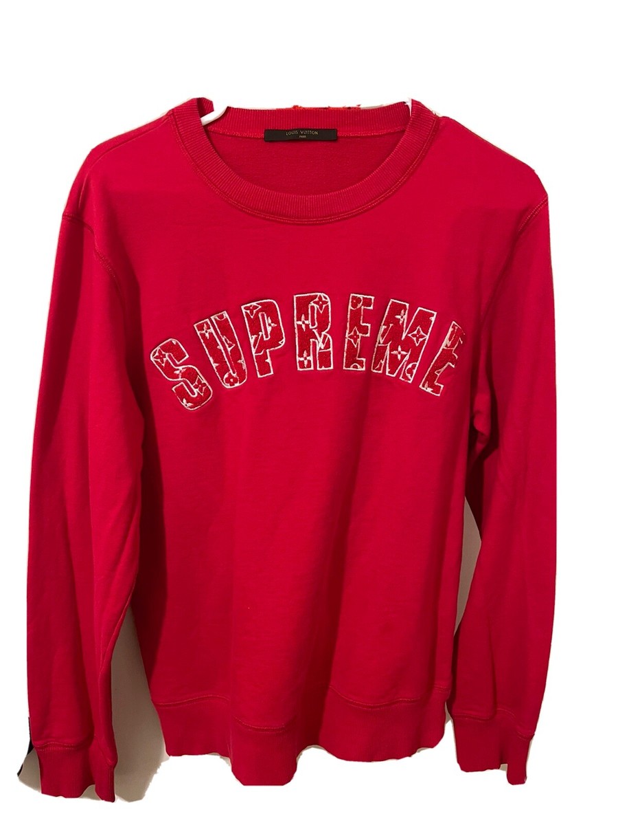 Louis Vuitton x Supreme LV x Supreme New Men's Large Red Arc Logo Crewneck