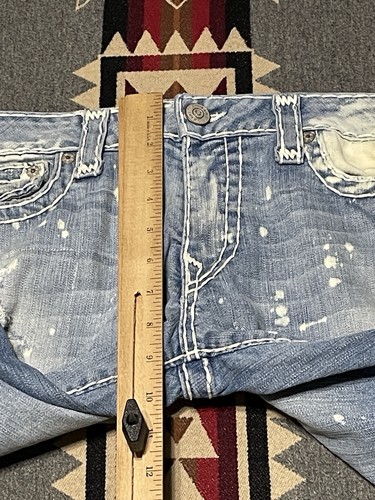 True Religion Cora Jeans 31 Straight Mid Rise Acid Wash Distressed T6 - Picture 4 of 10