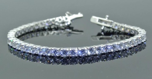 Pulsera de tenis Riviera simulada diamantes brillantes plata esterlina 925 4 mm - Imagen 5 de 12