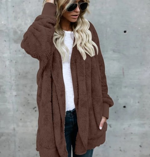 Women's Ladies Winter Hooded Oversized Coat Jacket Fleece Long Parka Quilted Fur - Picture 24 of 24