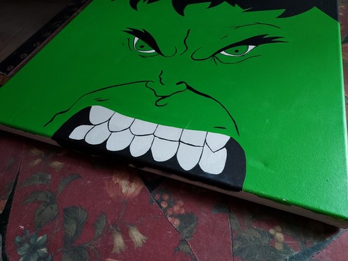 ORIGINAL Hulk Pop Art Painting 20x16 Comic Marvel Art - On Canvas - Very Cool! - Picture 4 of 11