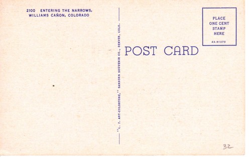 Postal De Colección Colorado Entrando en los Estrechos Williams Canon Bonita Vista 2100 - Imagen 2 de 2