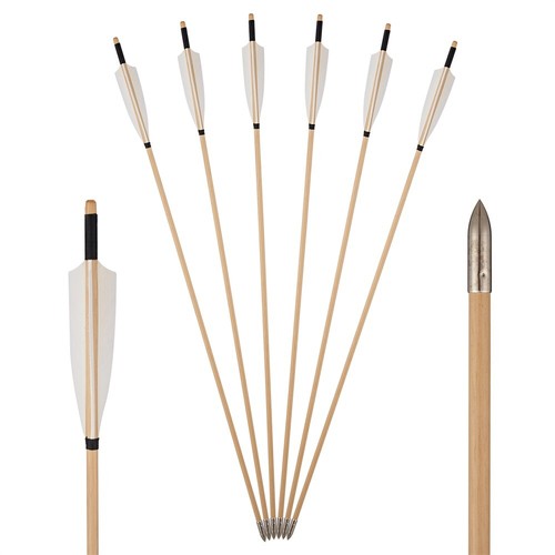 6/12X 30" Archery Wooden Arrows 5" Turkey Feather for Recurve Longbow Hunting - Picture 10 of 15