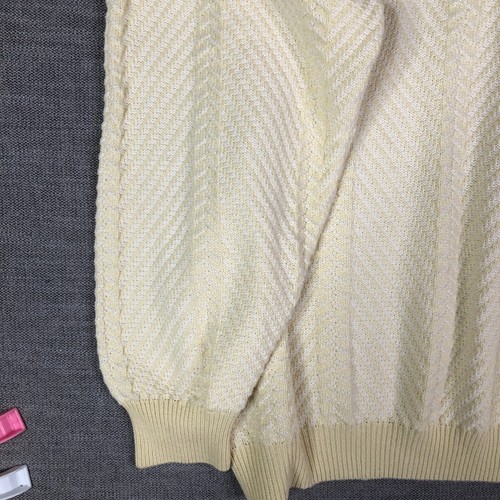 Vintage Faldo Pringle Sweater Mens XL White Cream Striped V Neck Pullover - Picture 10 of 11