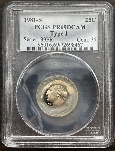 1981-S; 25C. Type 1 Washington Quarter. PCGS PR69 DCAM. Series:39PR;. (BI#52)