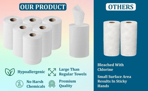 2-lagige weiße Küchenrollen 300 Blatt Mittelzuführung geprägte Wischtücher 40 g/m² Großpackung - Bild 39 von 91