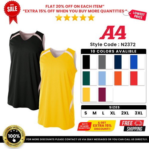 Camiseta deportiva reversible doble de baloncesto A4 N2372 Micro Poly Interlock para hombre - Imagen 1 de 11