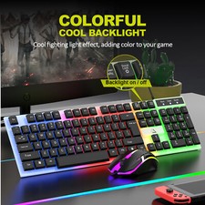 Wired Gaming Keyboard and Mouse Kit Backlit Mechanical for Computer Desktop