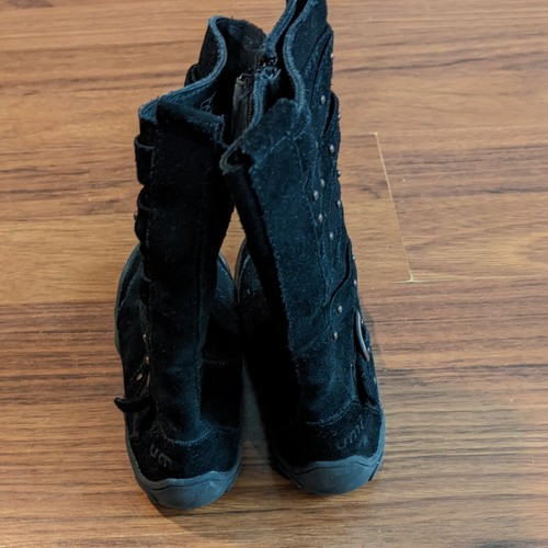 Umi Black Studded Zip Up Leather Boots Girls Size 12 - Picture 3 of 9