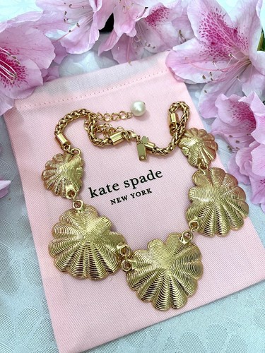 Kate Spade Monterey Bay Shells and Pearls Necklace Gold Plated New - Picture 5 of 6