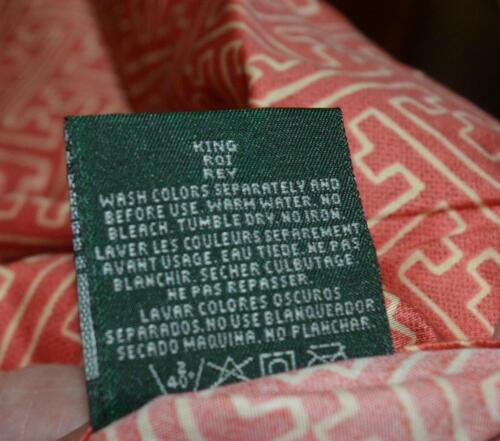 RALPH LAUREN Villa Camelia Paprika Red Fret KING FLAT SHEET NEW - Picture 3 of 3