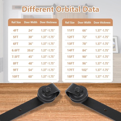 Sliding Barn Door Hardware Track Set 1.5/1.83/2/2.44/3M Roller Kit - Picture 7 of 51