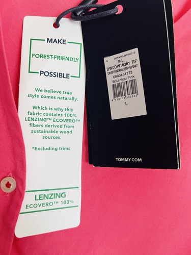 Tommy Hilfiger 100% Viscose Pink Top Blouse Buttoned, with logo - UK size 14 - Picture 5 of 10
