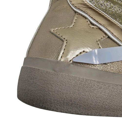 Shu Shop Womens Size 7 1/2 Roxanne Glitter High Top Sneakers Champagne Beige Zip - Picture 11 of 11