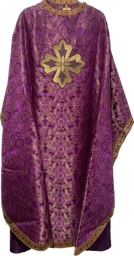 Handmade Greek Orthodox Priest Vestment 5 Set Purple & Gold Sz S/M - Picture 2 of 4