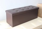3 Seater Brown Faux Leather Folding Ottoman Storage with Lid Kids Toy Box XL New