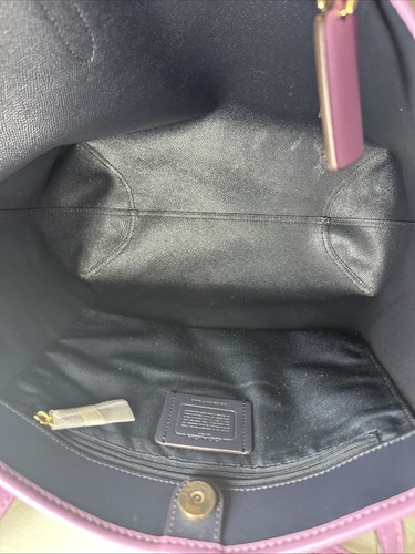 Coach Reversable City Tote Large Light Brown/ Purple Other Side Navy - Picture 8 of 18