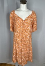 Cotton On Caroline Floral Apricot Print Puff Sleeve Tie Mini Dress Plus Sz 20