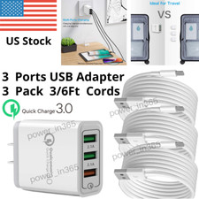 Multi Port QC3.0 Fast Wall Charger Adapter Plug USB Cable For iPhone 11 XR 8 7 6