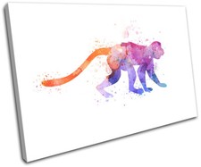 Watercolour Monkey Abstract Animals SINGLE CANVAS WALL ART Picture Print