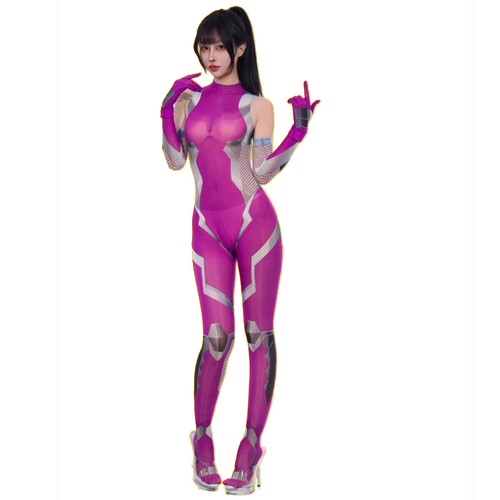 Damen Sexy Thin Spandex Glitzer Outfits See-through Ärmellos Jumpsuit Clubwear - Picture 1 of 8