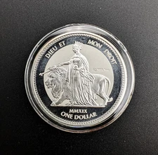 2019 BRITISH VIRGIN ISLANDS UNA AND THE LION Frosted 1 OZ SILVER COIN BU capsule