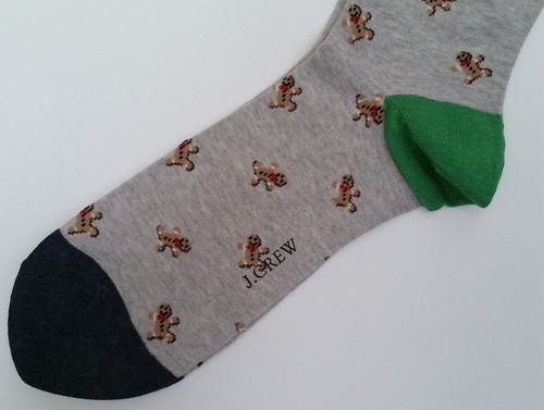 JCREW socks gingerbread man grey green navy blue cute holiday Christmas novelty - Picture 2 of 6