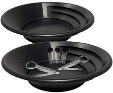 Two gold panning kits; Two gold pans with gold trap and dual riffles, two stainl