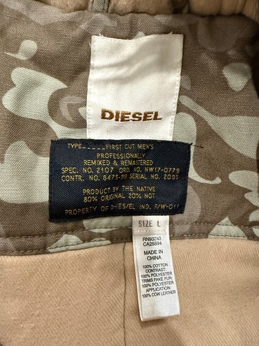 Men's Diesel Camouflage Parka fur trim winter jacket coat military size Large - Picture 4 of 9
