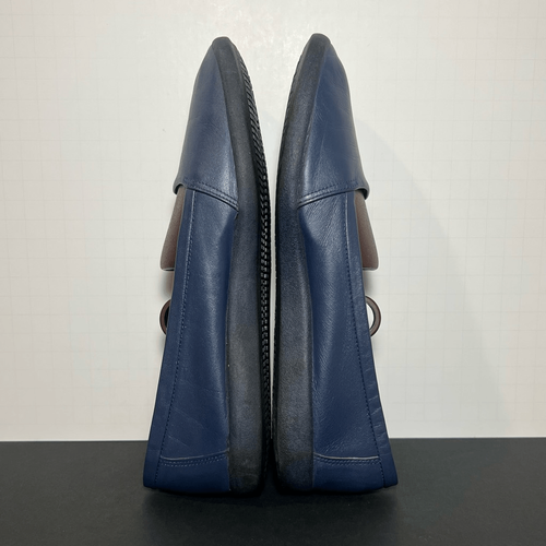 Womens VTG 80s REEBOK Metaphors Navy Blue Leather Slip On Flats / Size 8.5 Wide - Picture 6 of 8
