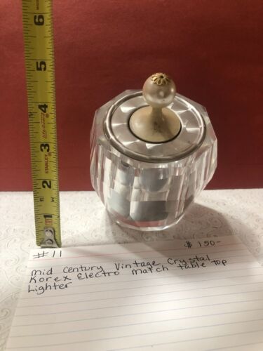 Mid Century Vintage Crystal Korex Electric March Table Top Lighter — WORKS!!! - Picture 8 of 9