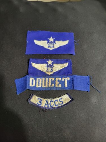 4 toppe nastri nome piloti dell'aeronautica statunitense dell'era del Vietnam ali blu e distintivi