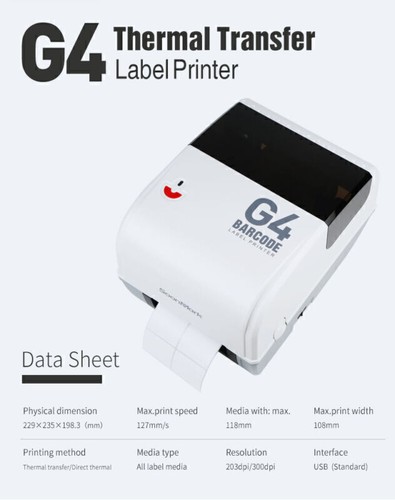 Soonmark SMK-G4 USB Thermal Transfer Barcode Printer Jewelry Tag Label Printer - Picture 6 of 6