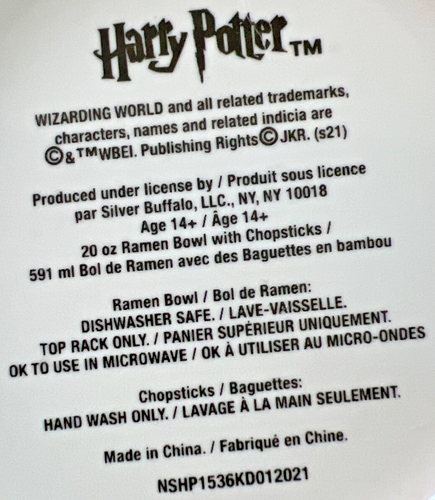 Harry Potter Hogwarts 20 oz Cerámica Ramen Cuenco con Palillos - Imagen 5 de 5