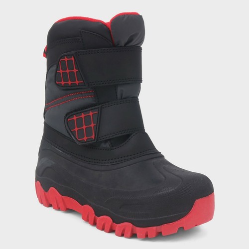NWT Boys' Neko Double Strap Winter Boots - Cat & Jack Black w/Red trim - Picture 1 of 7