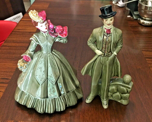 Vintage 1950s Florence of Pasadena Ceramics Figurines Set Rhett Butler & Matilda - Picture 1 of 11