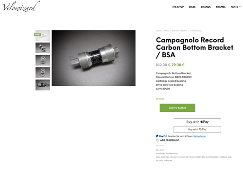 Soporte inferior de carbono Campagnolo Record / ENG 1.370"x24 / 102 mm / BB99-RE02BC - Imagen 6 de 12